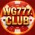 WG777 Game Club online gaming platform logo with cards and casino style design